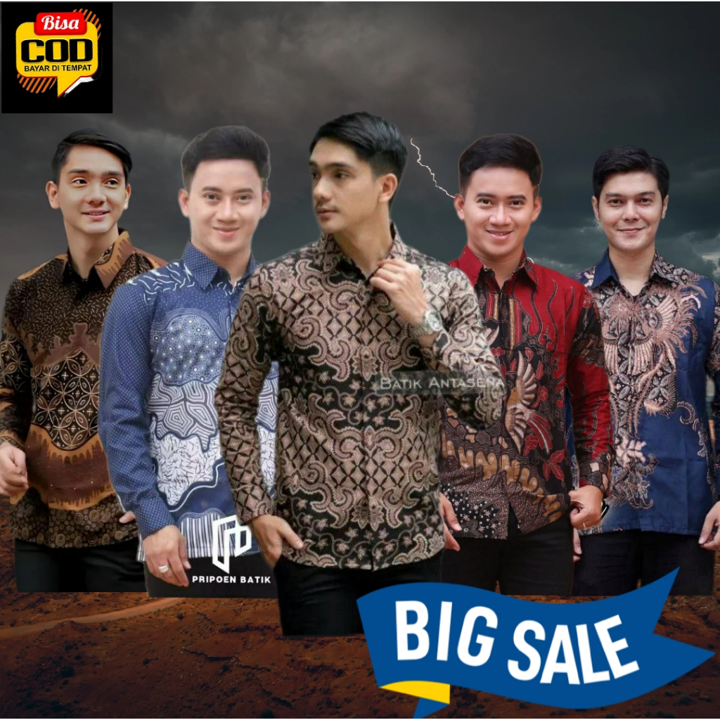 BATIK PRIA DEWASA LENGAN PANJANG/Baju Batik Pria/Batik Pria/Kemeja Batik Seragam Ukuran M L XL XXL