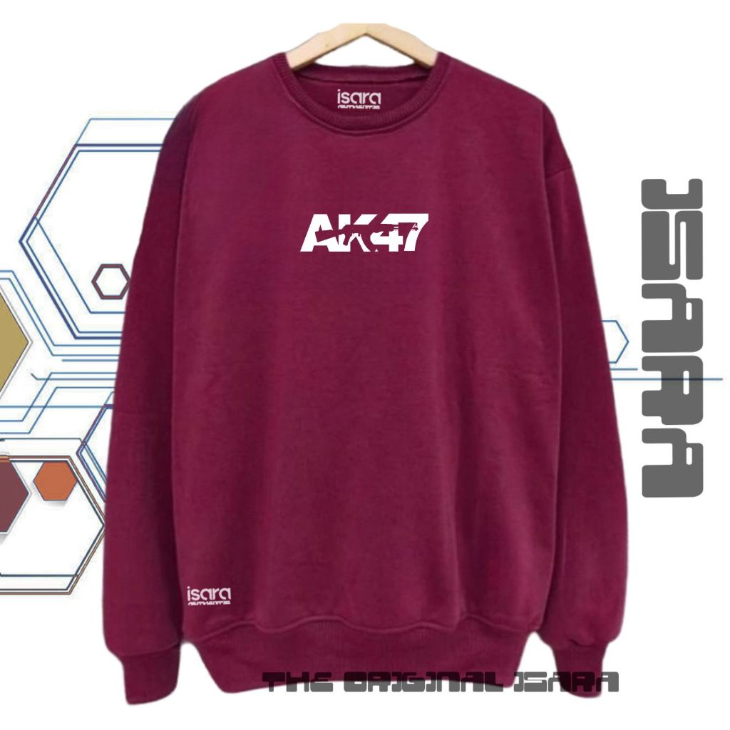Switer Crewneck Pria Simpel Warna Maroon Size M L XL XXL Crewneck Pria Terlaris Premium Bahan Fleece