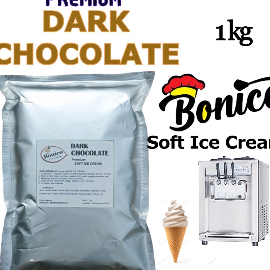

GQHP8528 (COD )NEW_PRODUCT BONICO DARK CHOCOLATE SOFT ICE CREAM POWDER 1Kg PREMIUM Resto bubuk es krim mesin COKLAT PAHITcone frizco