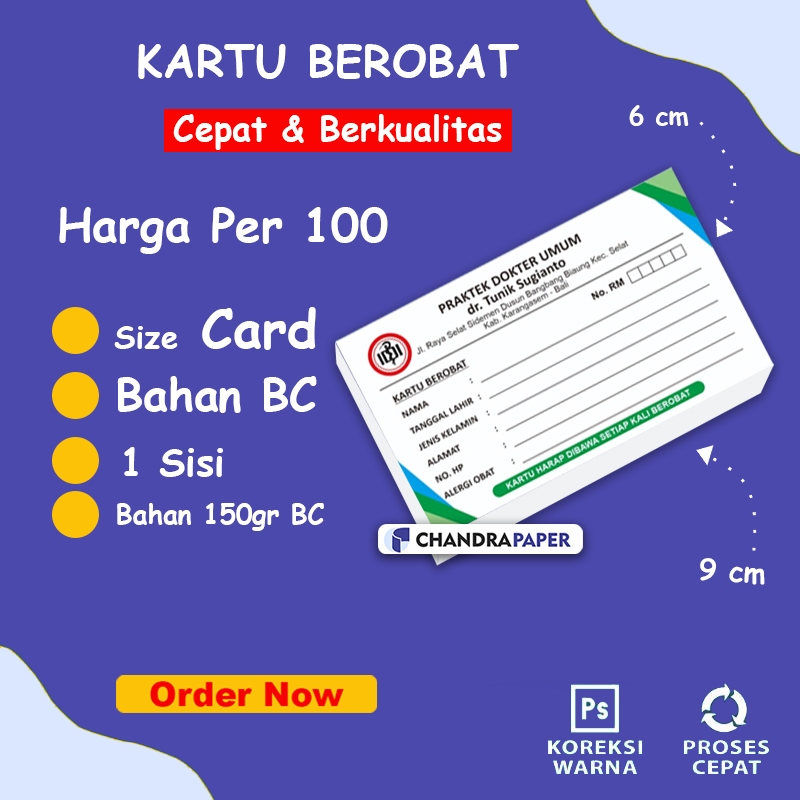 

cetak Kartu berobat bidan, dokter, klinik, puskesmas, rumah saki