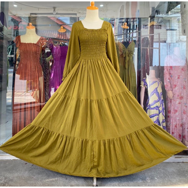 DRESS KERUT DADA VIRALL LENGAN PANJANG