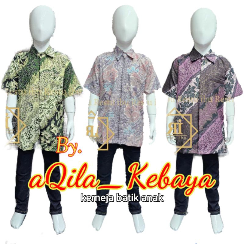 Kemeja Batik Anak Lengan Pendek Modern Usia 4-12 Tahun Motif Terbaru Hem Anak SD / Kemeja Batik Anak