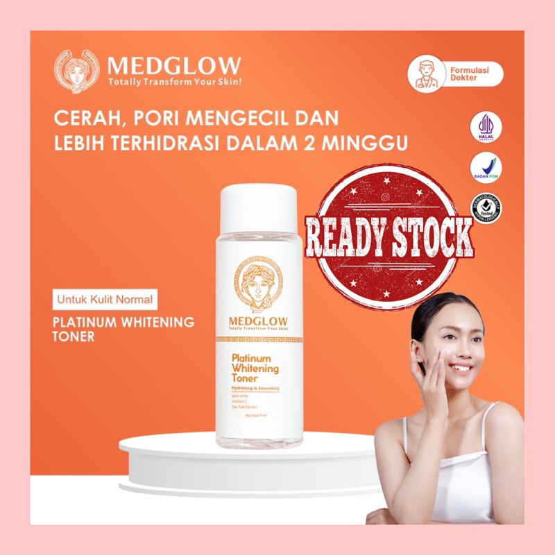 MEDGLOW CLINIC Platinum Brightening Toner | Penyegar Pembersih Kulit Wajah Muka Skincare Dokter BPOM