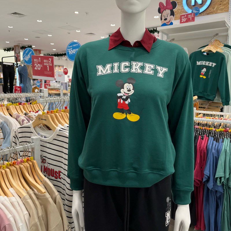 Disney Mickey Embro Sweater Wanita Wanita