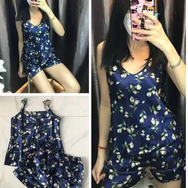 Restock RAINBOW - BAJU TIDUR DEWASA HP IMPORT SEXY SATIN MOTIF YANSI SET / LYNARI SET.