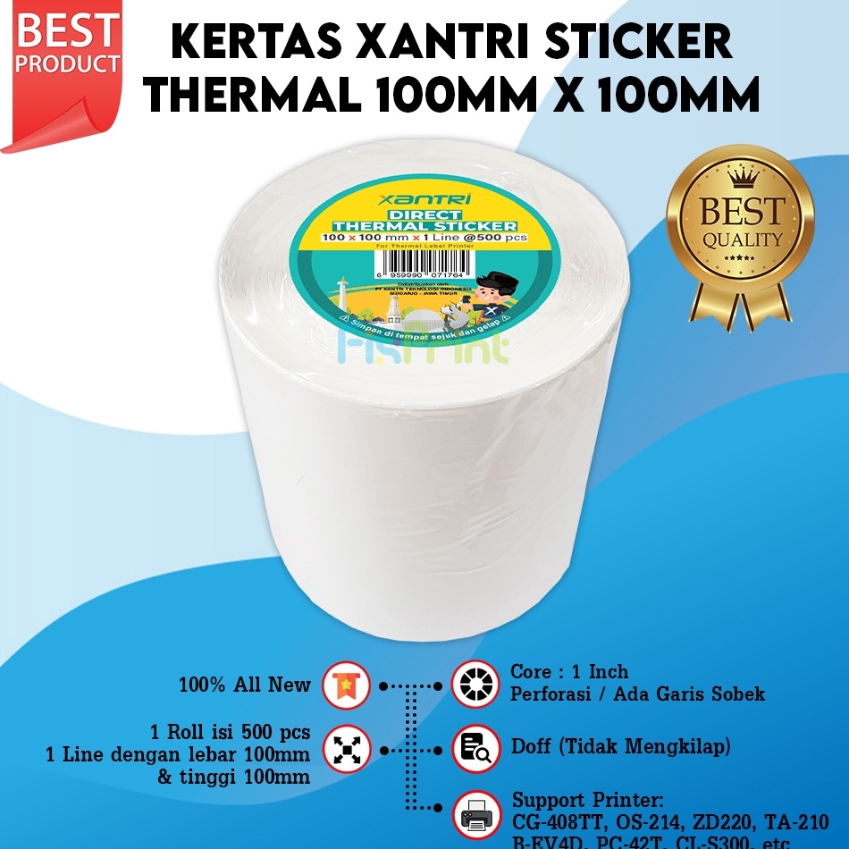 

Kertas Resi Label Thermal Barcode 100x100 100x150 78x100 Roll 500pcs