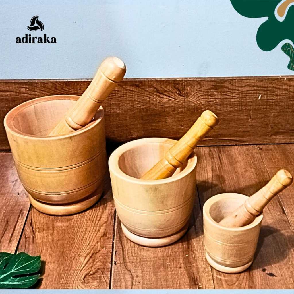 LUMPANG KAYU MODEL CANGKIR + ALU Halu (FREE KARDUS) / Alat Tumbuk Tradisional Halus / Penghalus Bumb