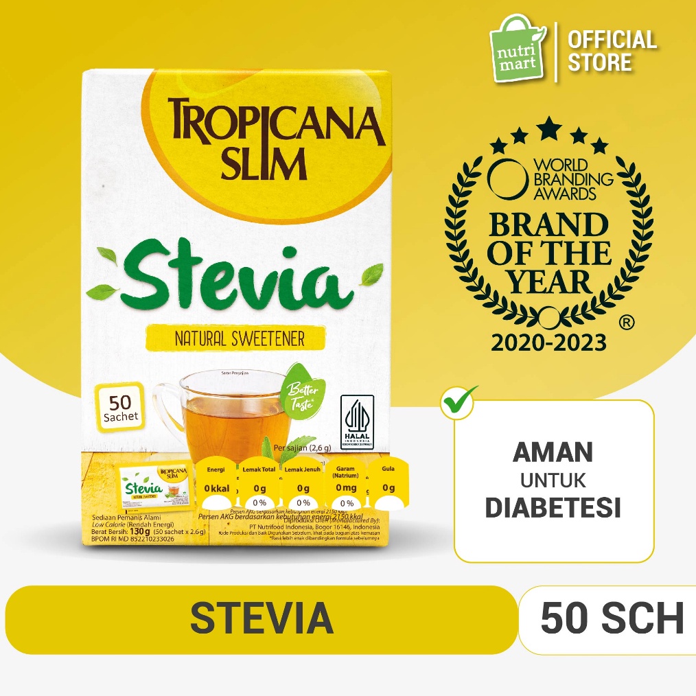 

Termurah Tropicana Slim Sweetener Stevia 50 sachet - Pemanis Alami untuk Batasi Gula !