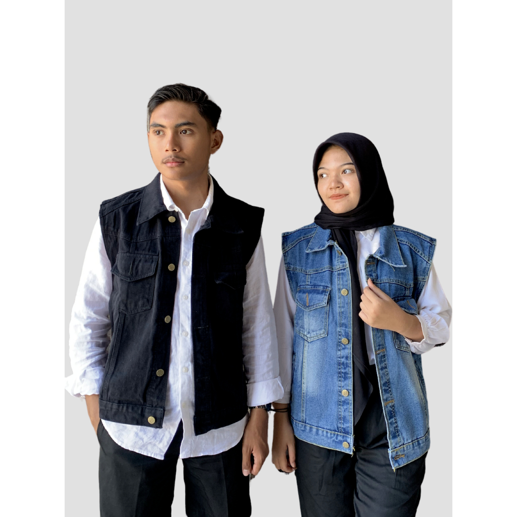 Jaket Jeans Rompi Clasic BRIGO  || Jaket Jeans Anak Motor Masa Kini Untuk Pria dan Wanita Size M-XL