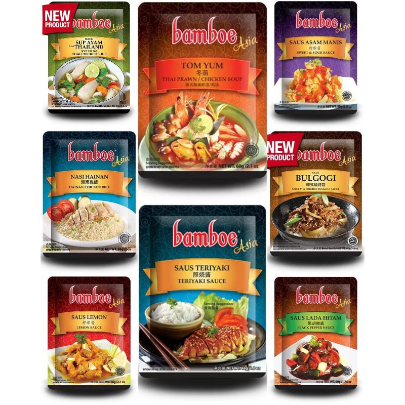 

Bamboe ASIA Varian Terbaru Lengkap | Saus Teriyaki Saus Asam Manis Saus Lada Hitam Tom Yum Nasi Hainan Saus Lemon Saus Bulgogi Sup Ayam Thailand