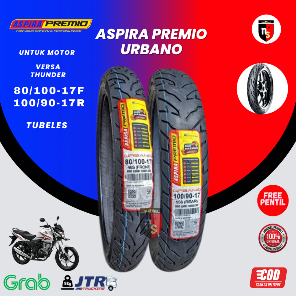 Aspira Premio Urbano 80/100-17 Front Ban Motor Tubeless Ring 17