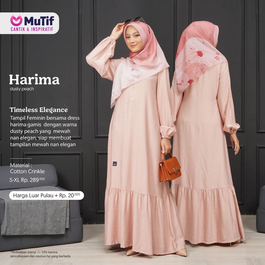 GAMIS MUTIF Harima Dusty Peach / Dress Muslim - shafeeaofficial