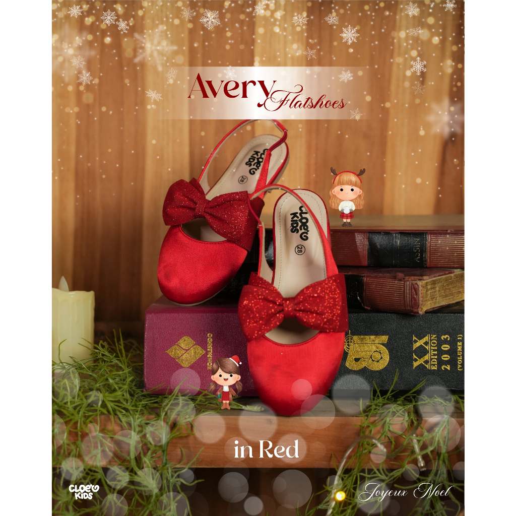 CLOEVKIDS - Avery Size 22-35 Flatshoes Sepatu Pesta Anak Perempuan Pita - Joyeux Noel