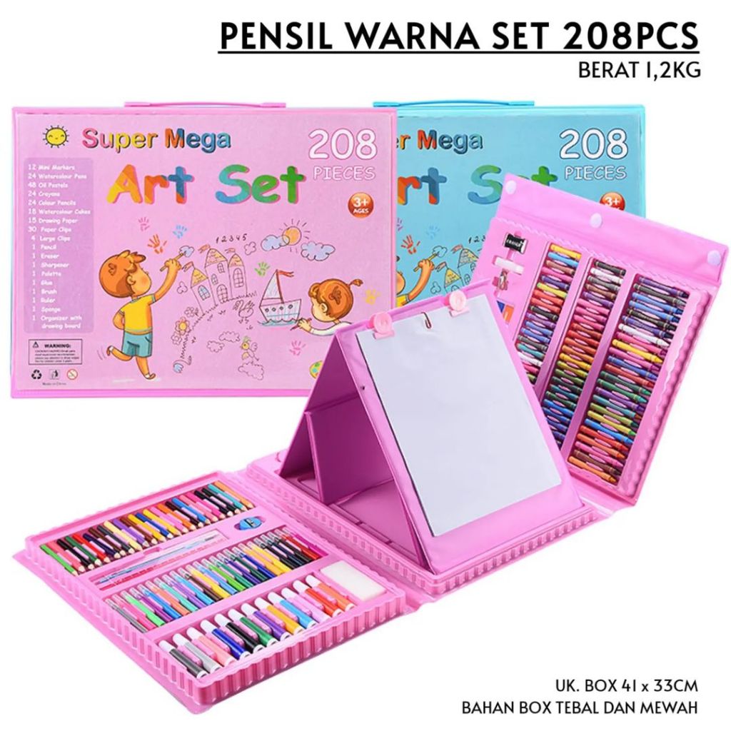 

SHENAR - CRAYON 208PCS / KRAYON ANAK SET ALAT MENGGAMBAR MELUKIS CAT AIR PENSIL ART FULL SET - LARISSHOP78