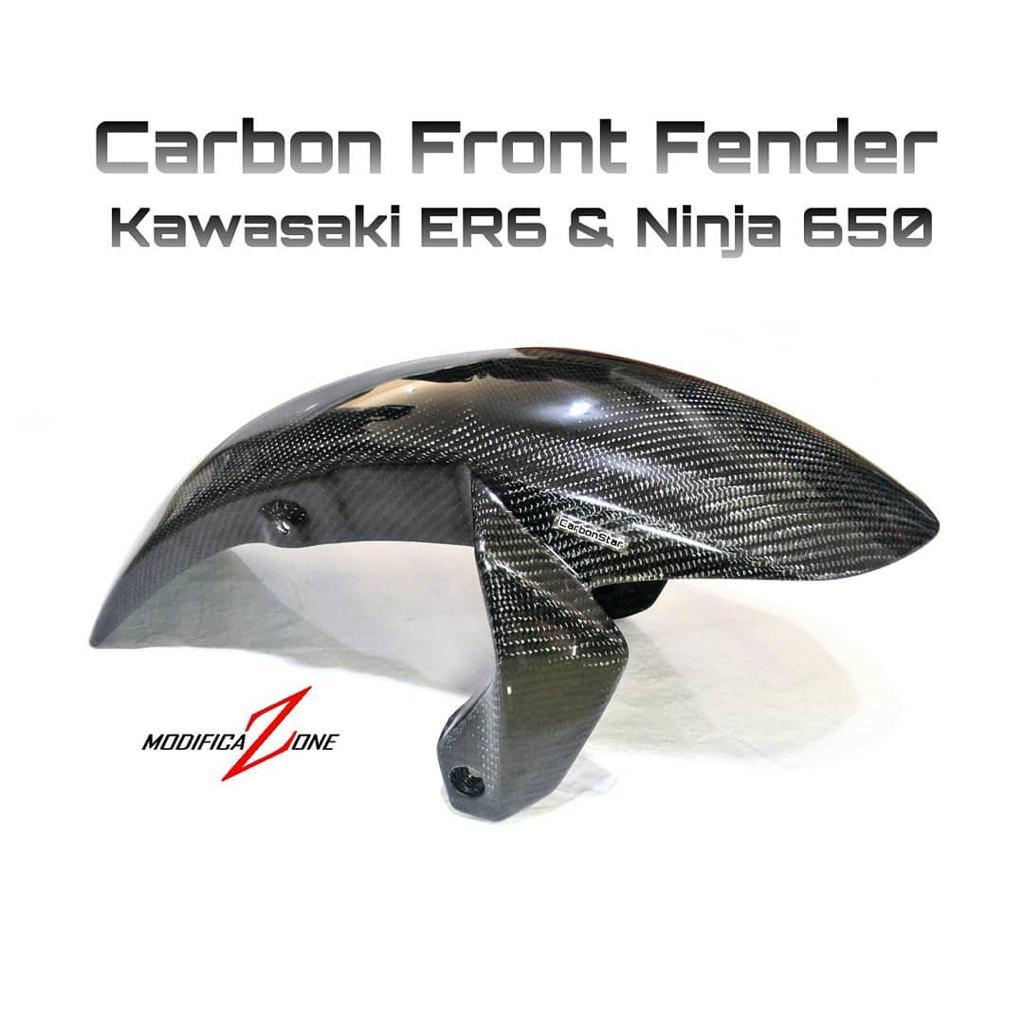 CarbonStar : Spakbor Carbon ER6 ER6n ER6f Ninja650 - front mudguard cover slebor Modificazone Akseso