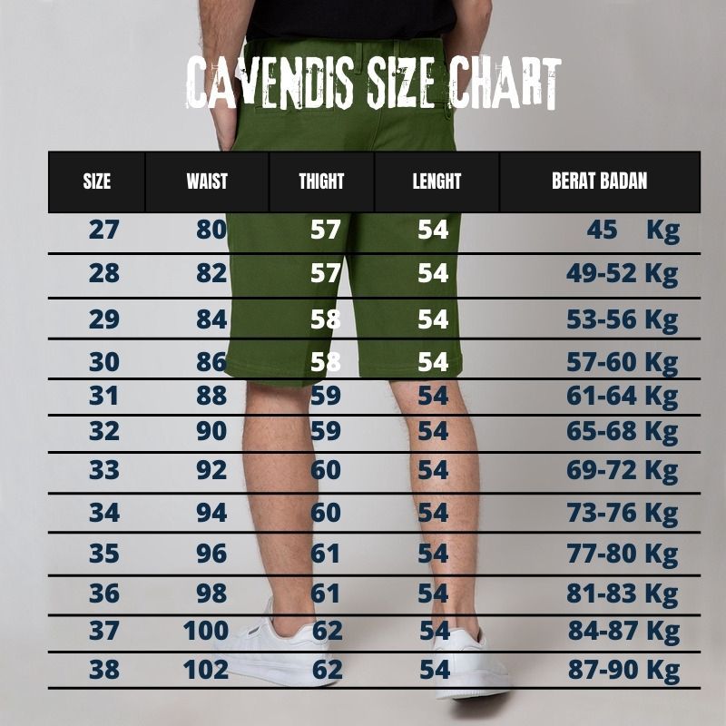 HOT CAVENDIS - Celana Pendek Pria Premium Chino Chinos Pants Warna Army Ukuran 27-38