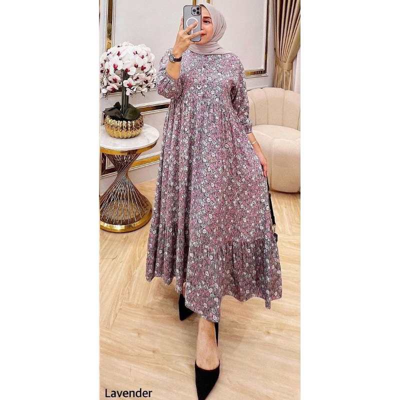 FELLISA DRESS / GAMIS MOTIF BUNGA KECIL PREMIUM