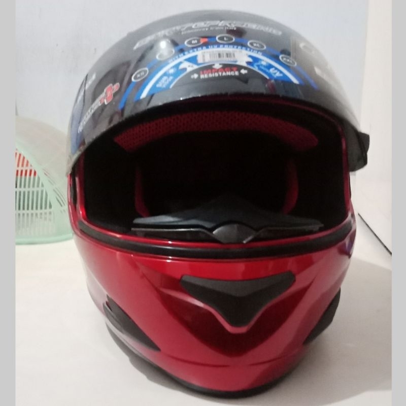 Helm GM race pro single visor GM full face single visor Maroon M helm full face helm gm full face