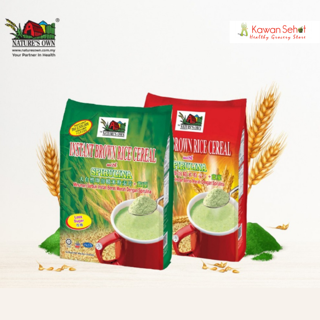 

Nature's Own Instant Brown Rice Cereal with Spirulina No Sugar | Bijirin Beras Perang Segera Tanpa Gula 360gr