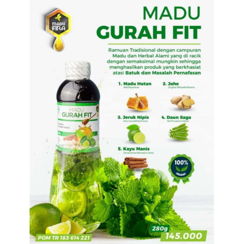 

MADU FIRA GURAHFIT 280GR Madu GurahFit Meredakan Batuk