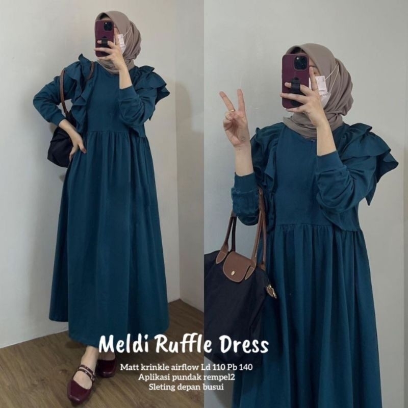 DRESS MUSLIM, Fashion Muslim, baju wanita, dress, gamis, Baju gamis, fashion wanita, Meldi Ruffle Dr