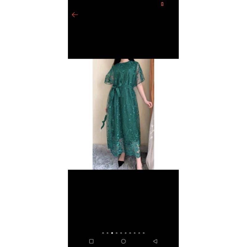 DRESS NATAL BRUKAT MEWAH HIJAU WANITA