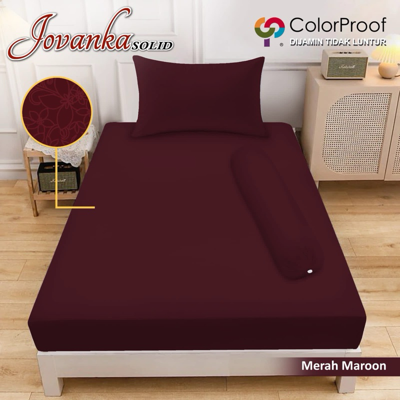 JOVANKA - Sprei Polos Embosed Merah Maroon Ukuran Single 120x200