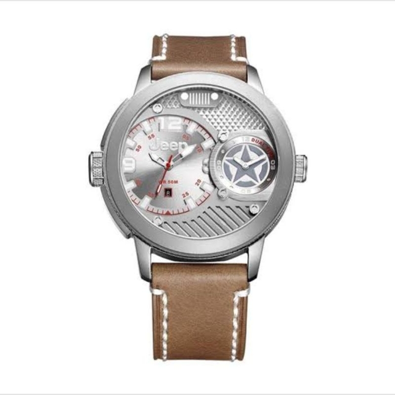 Jeep JPW62701 - Jam Tangan Pria - Brown Silver - Original - Garansi Resmi