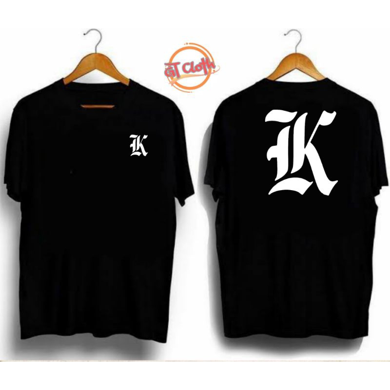 LOGO Inisial Nama Huruf K Baju Kaos Distro Premium Pria Wanita Combed