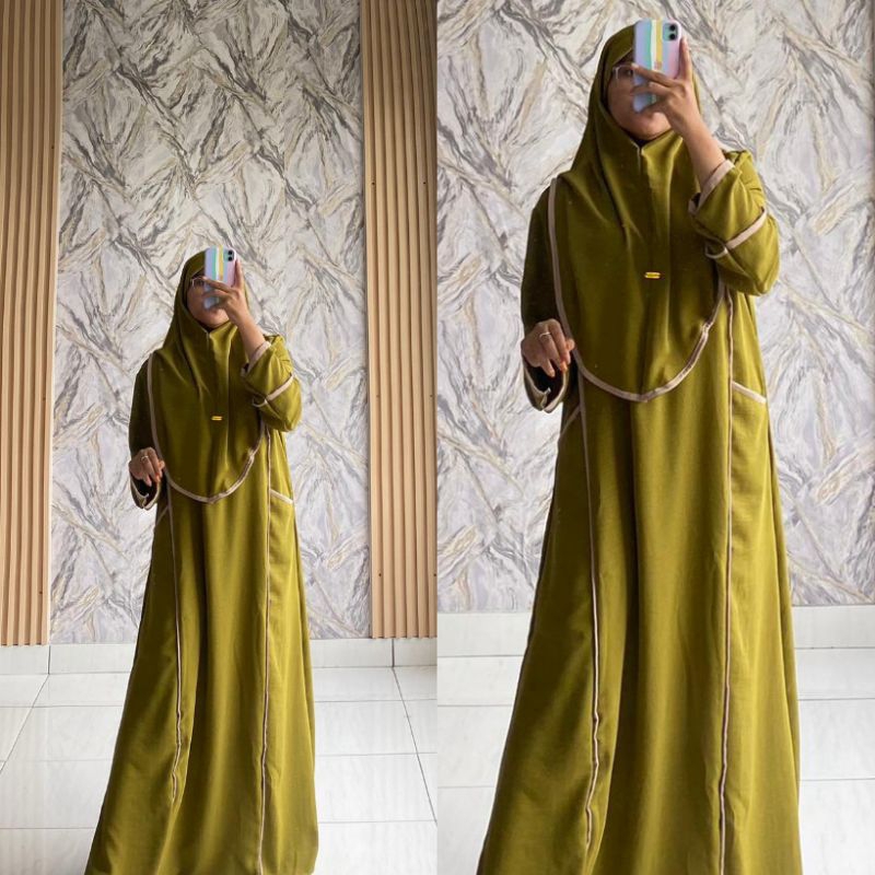 Gamis Set Hijab | Abaya Set Hijab | Gamis Abaya Set Hijab | Abaya Kombinasi | Abaya Crinkle | Gamis 