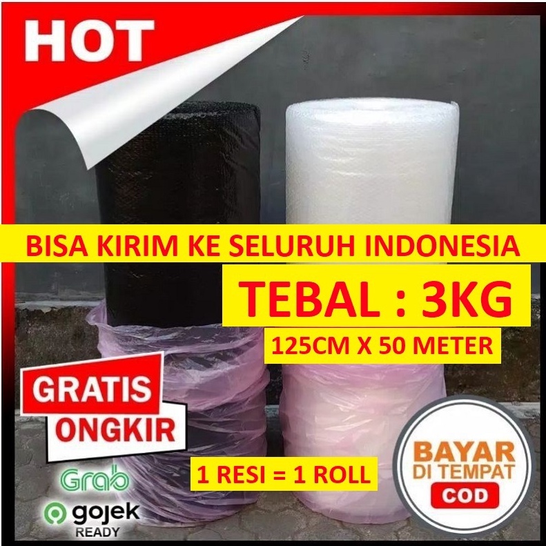 

12.12 SALE Buble Wrap Roll Murah Hitam Bening Malang 125cm x 50m / Bubble Wrap Roll Hitam Bening Putih Murah 