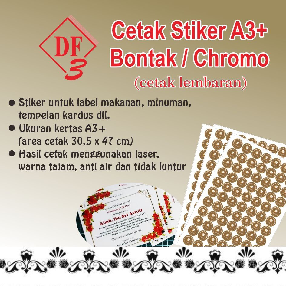

Stiker Label A3+ Bahan Bontak/Cromo