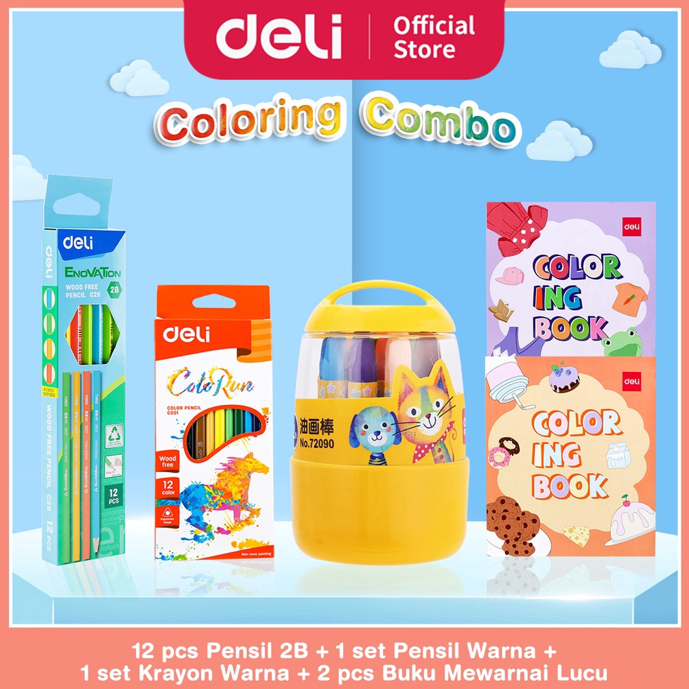 

[AR776] PAKET MEWARNAI LENGKAP - Pensil 2B, Pensil Warna, Krayon, Buku Mewarnai ➤Harga Murah