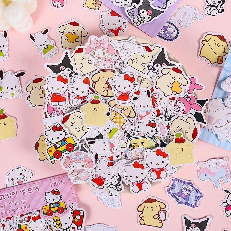 

( 50PCS ) STICKER DEKORASI JURNAL KARAKTER SANRIO HELLO KITTY KUROMI / STICKER ANAK CUTE DIY UNTUK SCRAPBOOK ATAU JURNAL LUCU
