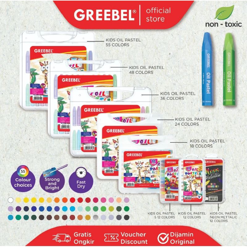 

Crayon Oil pastel Greebel 12 warna ( 1set/12wrn )