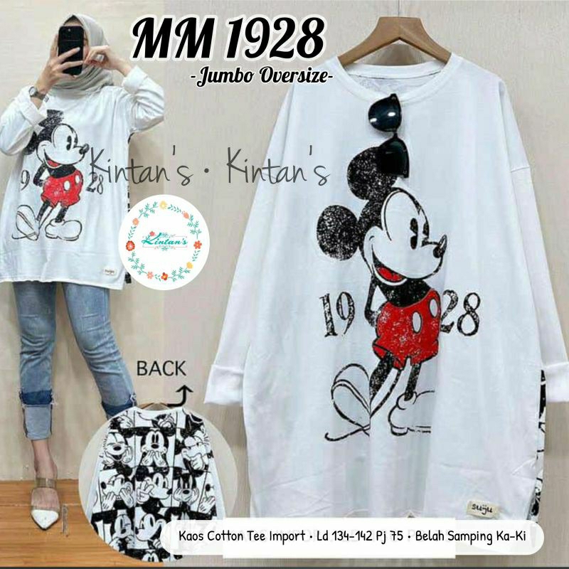MM1928 Tunik Oversize Kaos Katun Import Jumbo Fit XXL XXXL 4L Ld120 Ld130 Ld140 Bahan Melar Adem Bel