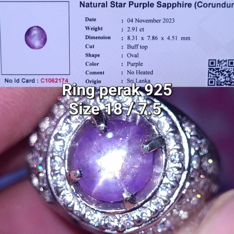 Natural purple sapphire star ceylon safir srilanka