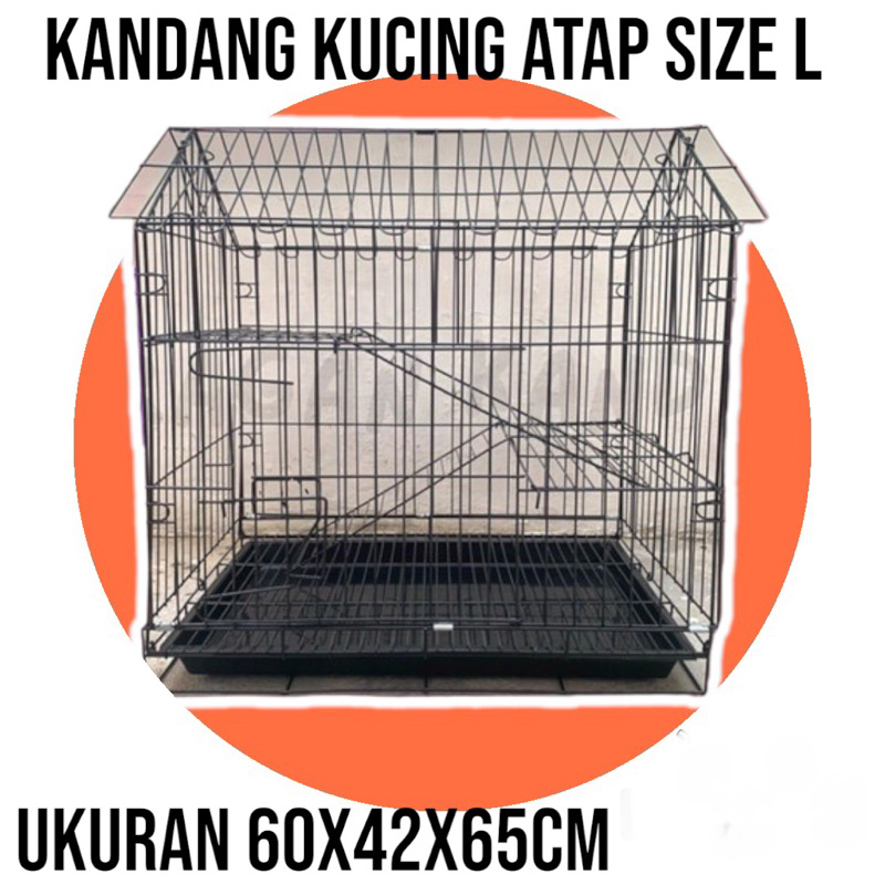 kandang kucing tingkat 2 size L model atap rumah