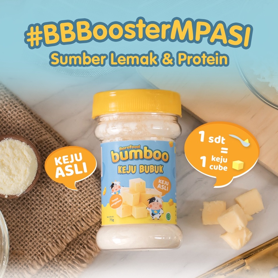 

[KODE MCHEY] BUMBOO Keju Bubuk Asli - Keju MPASI Anak - Sumber Lemak & Protein - Keju Cheddar Australia - Tanpa Pengawet - No MSG - Bahan Alami