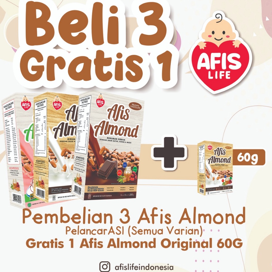 

[KODE 66SDL] Afis Almond Plus Daun Katuk Kurma & Madu DHA *Asi Booster* (PROMO CEK DESKRIPSI)