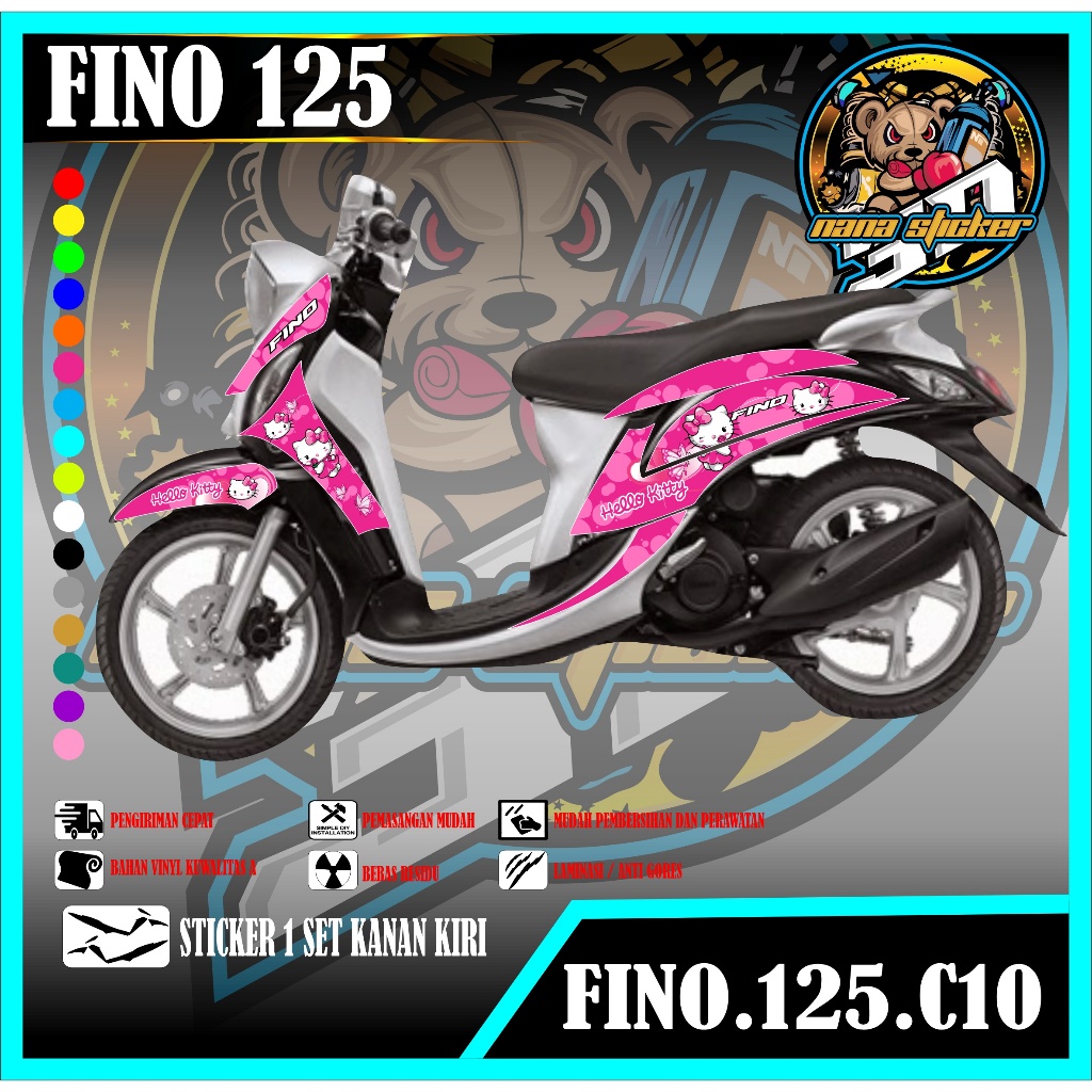 Striping FINO 125  - Stiker FINO 125 List Variasi Motor STICKER FINO 125 MOTIF HELLO KITTY CODE C10