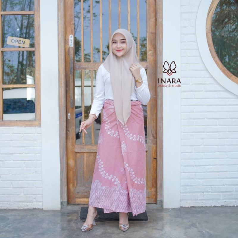 Sarongku.id - Batik Inara Motif#9 Pink Batik Bunga Sarung Kekinian