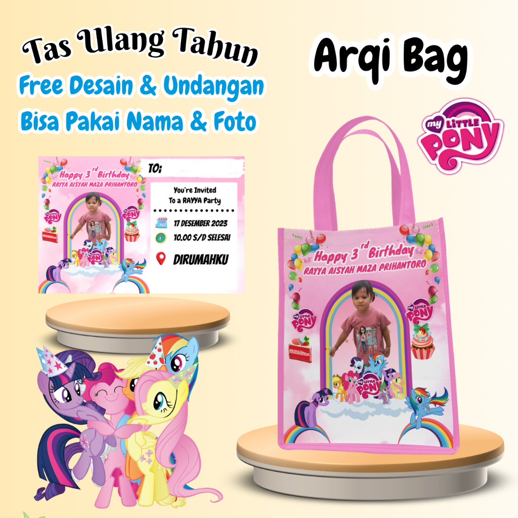 

50 Tas Ulang Tahun Free Undangan Anak Bingkisan Custom Nama Foto Murah Muat Kfc