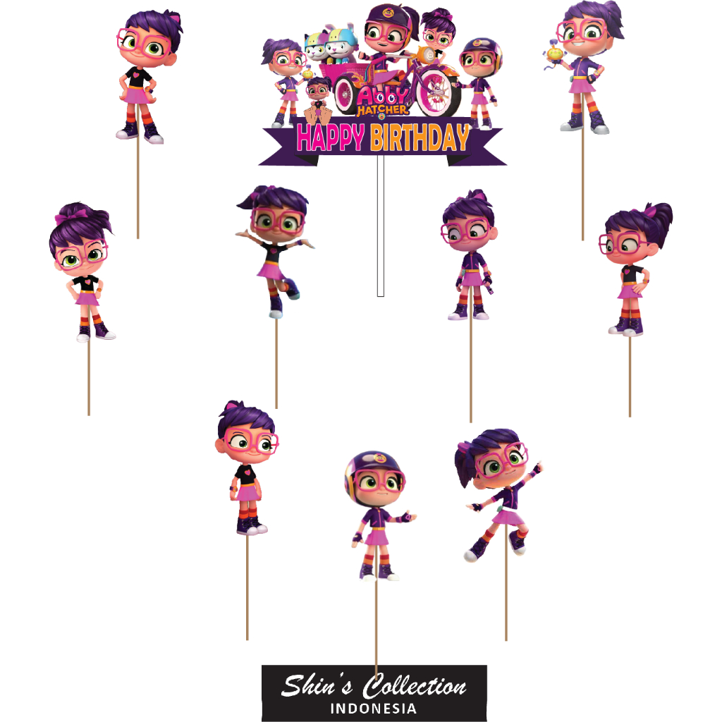 Cake topper Abby Hatcher solo isi 10 pcs