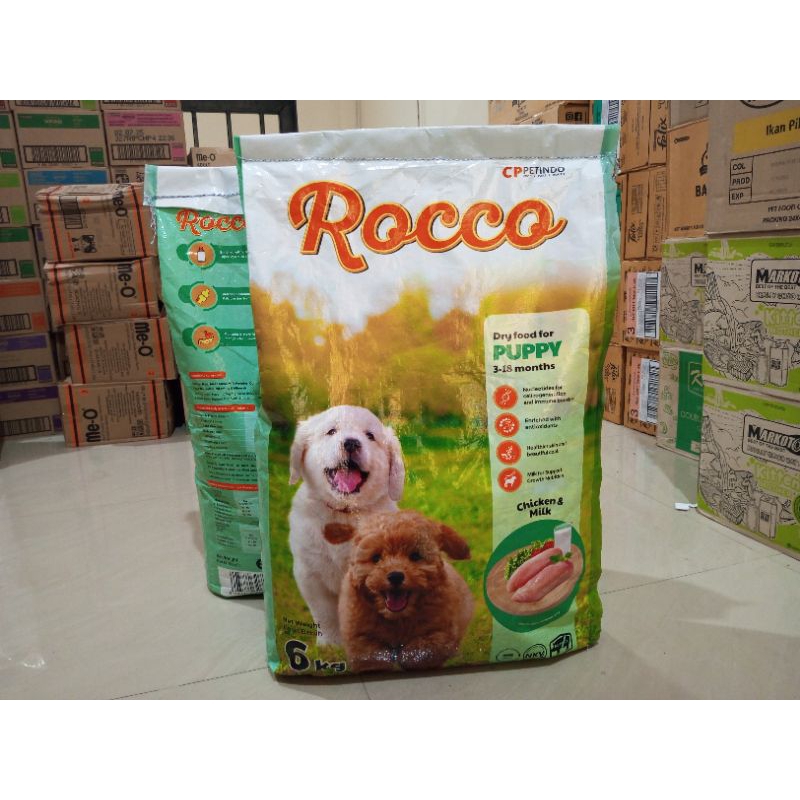 Makanan Anjing Rocco Dog Food Chicken & Milk Puppy 6Kg (Grab/Gojek) Makanan Anjing Anakan Rocco Dog 