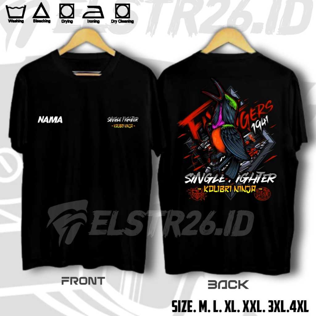 Tshirt Distro Kaos Burung kolibri ninja | Free Tambah Nama Kamu | Baju Kicau Mania Single Fighter | 