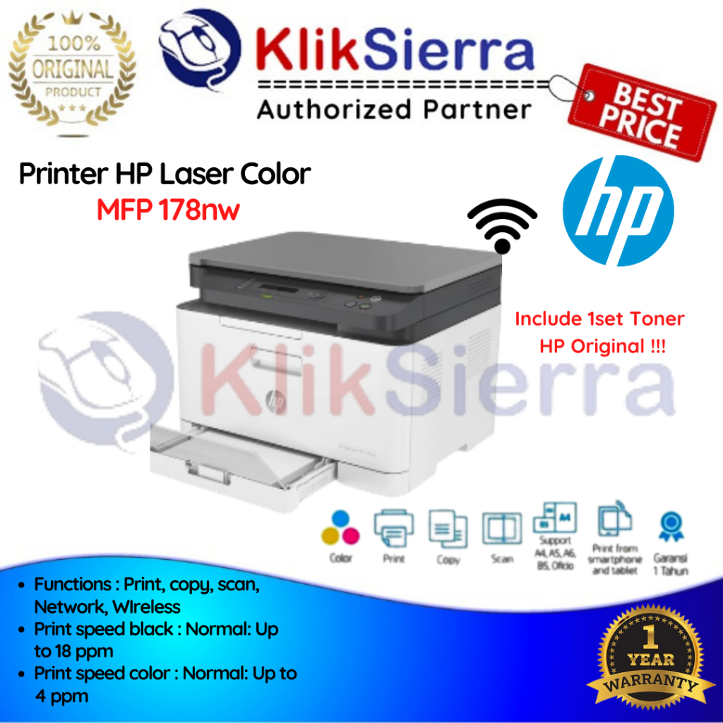 HP MFP-178nw Printer Laserjet Color MFP178nw - 4ZB96A Laser MFP178 NW