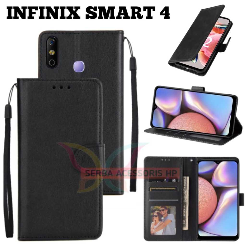Case dompet INFINIX SMART 4 flip dompet Kulit mewah sampul slot kartu