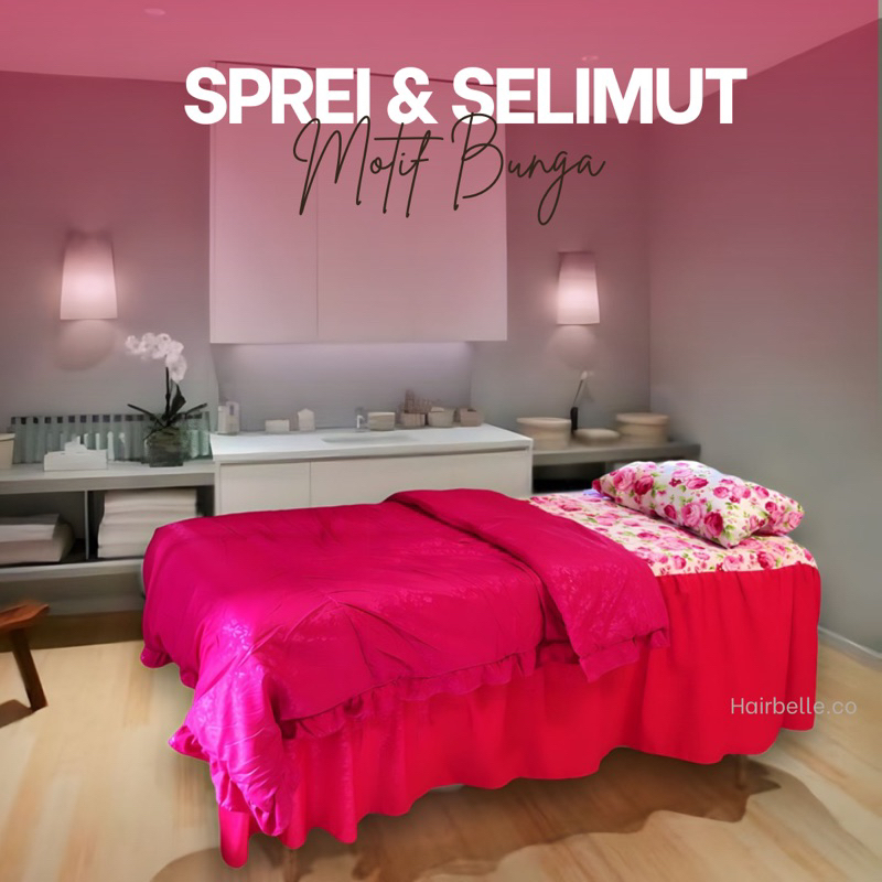 Sprei Bed Salon dan Selimut Bed Cover Motif Bunga Sprey Salon Motif Spray Bad Facial Sprei Klinik Ke