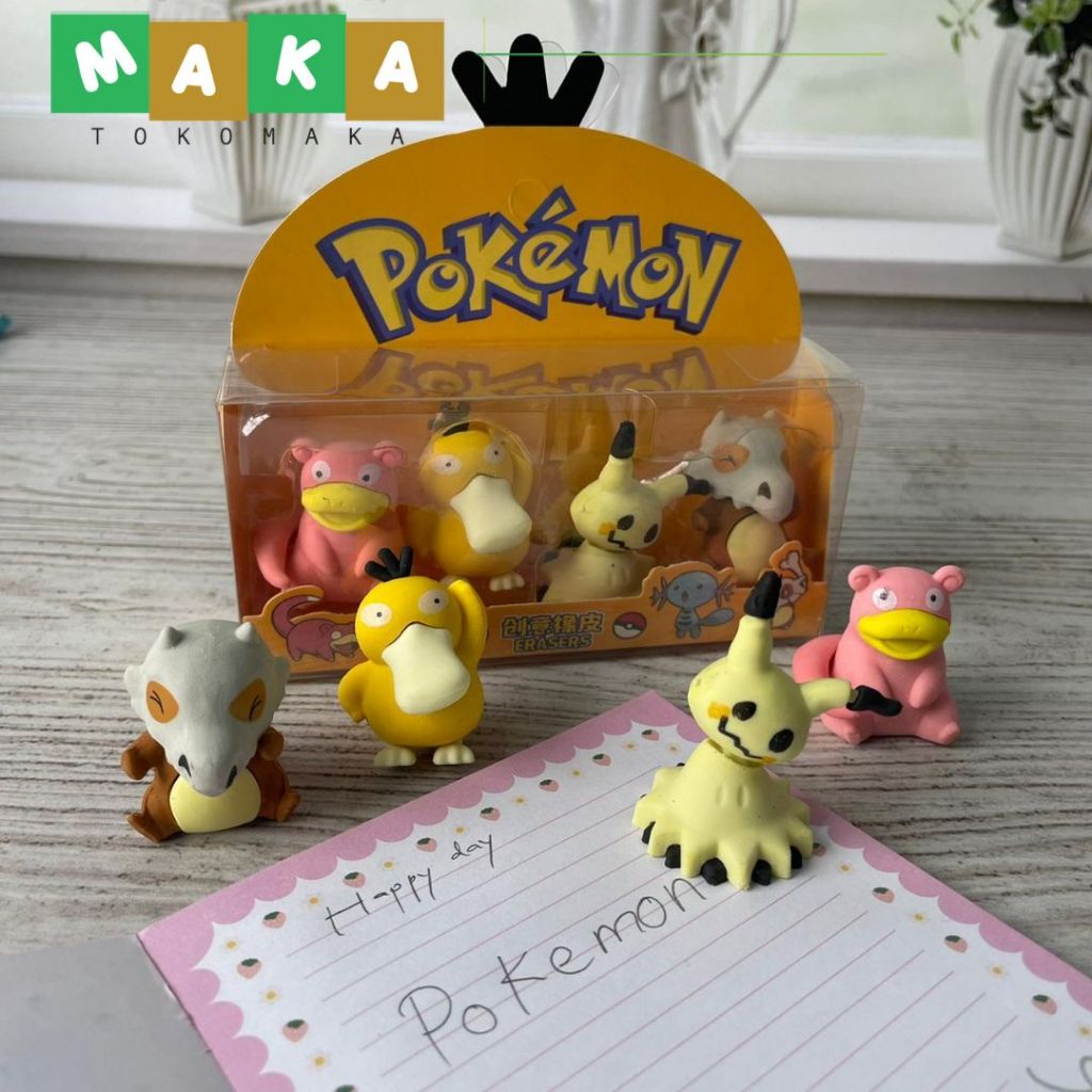 

PENGHAPUS MINIATUR POKEMON 1 SET ISI 4 PCS ER-1056 penghapus pensil pikachu cubon penghapus eraser psyduck perlengkapan atk sekolah